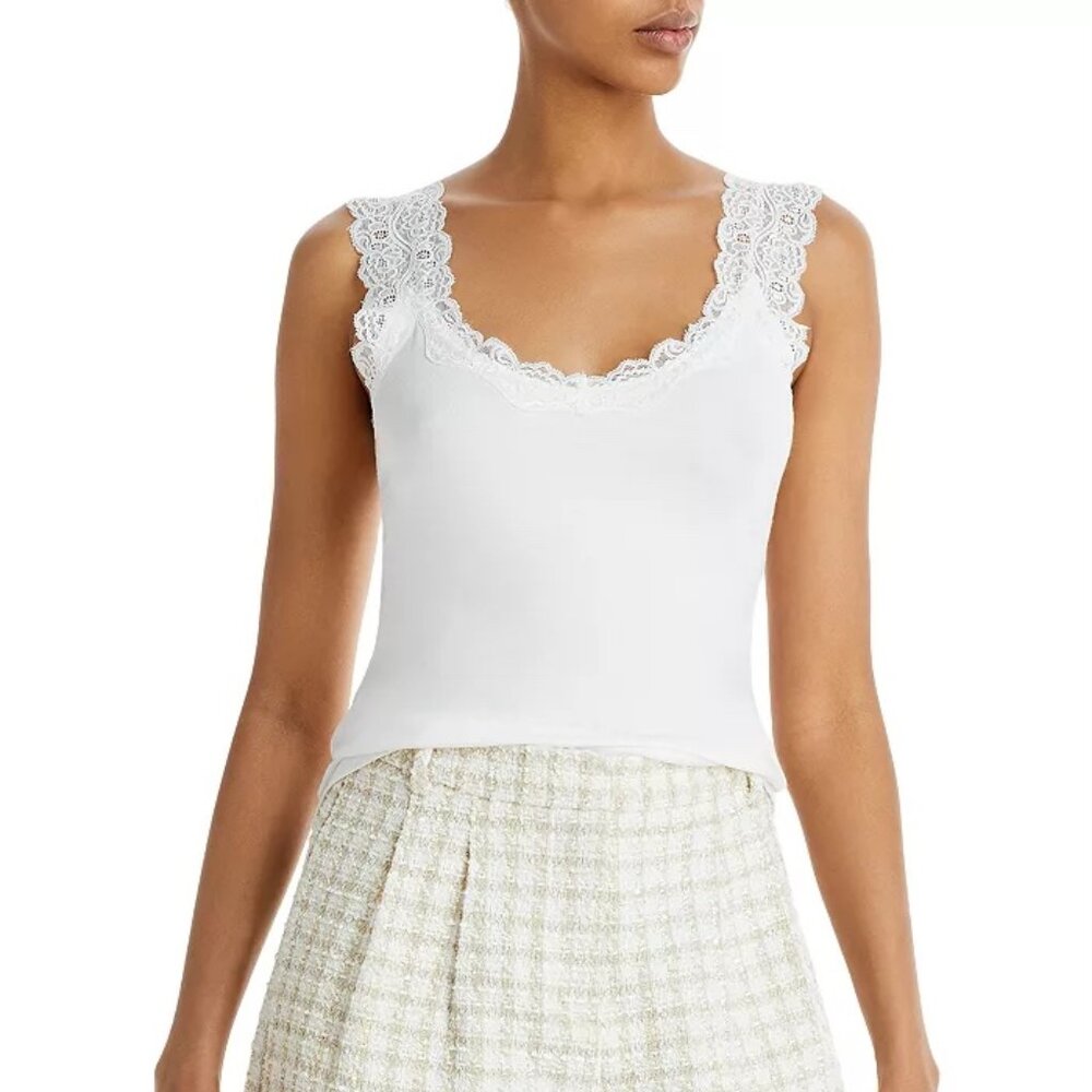 AQUA KNIT LACE TRIM CAMISOLE TOP